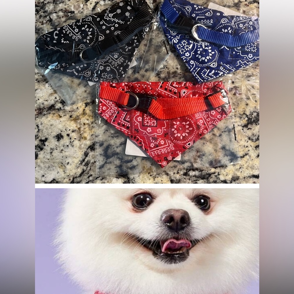 3/BANDANAS ADJUSTABLE PET COLLARS